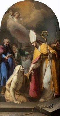 農夫ペトロをよみがえらせる聖スタニスラオ司教（タデウシュ・クンツェ画）