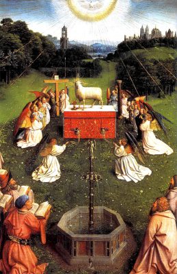 神秘の小羊の礼拝（ヘントの祭壇画より［部分］ ヤン・ファン・エイク画）