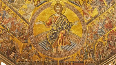 荘厳なキリストと最後の審判（イタリア・フィレンツェのサン・ジョバンニ洗礼堂モザイク画）