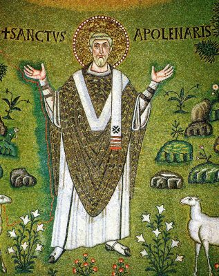 聖アポリナーリス司教（ラヴェンナにあるサンタ・ポリナーレ・イン・クラッセ大聖堂のモザイク画）
