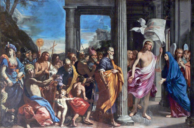 教父たちを伴って聖母を訪れる復活のキリスト（ロレンツォ・パシネッリ画）