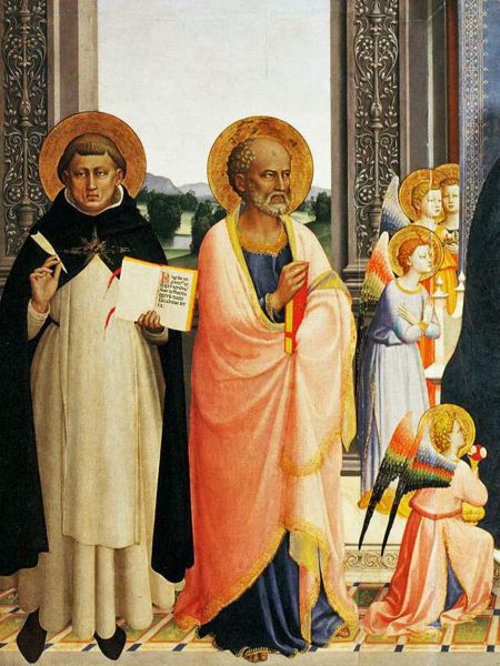 聖ドミニコと聖バルナバ［『フィエーゾレの祭壇画』（部分）］（フラ・アンジェリコ画）