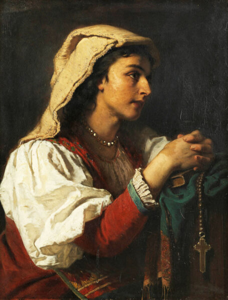 祈るアルバノ丘陵出身の若い女性の肖像（アントン・エバート画）