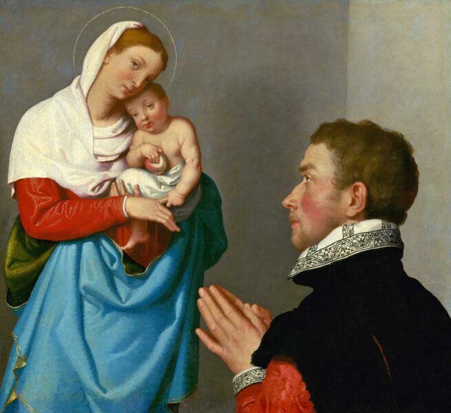 聖母の前で祈る紳士（ジョヴァンニ・バッティスタ・モローニ画）
