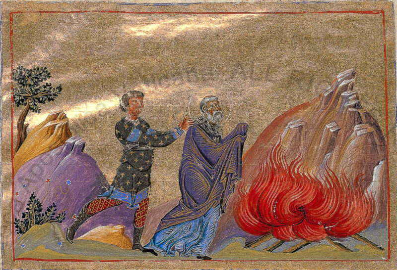 スミルナの聖ポリカルポのイコン（『バシレイオス2世のメノロギオン（聖人暦）』［11世紀のビザンティン写本］より）